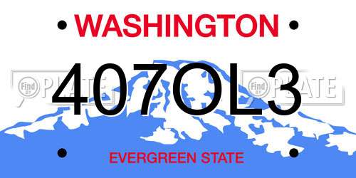 407OL3 Washington License Plate