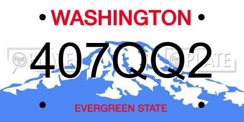 407QQ2 Washington License Plate