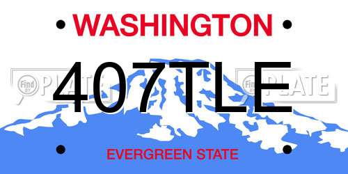 407TLE Washington License Plate