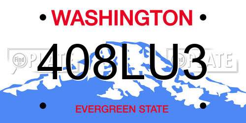408LU3 Washington License Plate