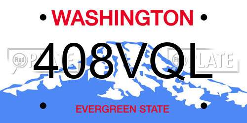 408VQL Washington License Plate