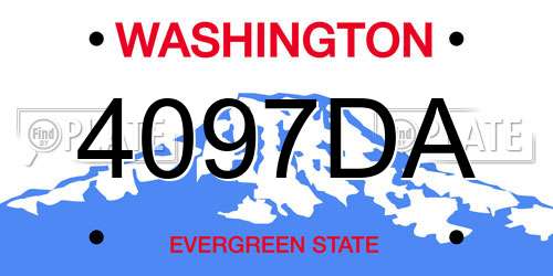 4097DA Washington License Plate