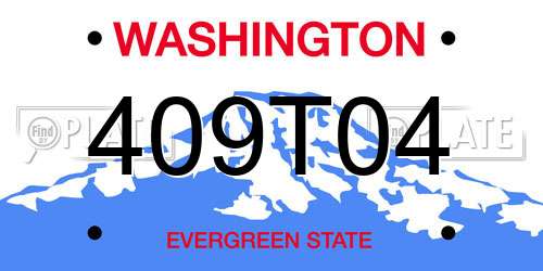 409T04 Washington License Plate