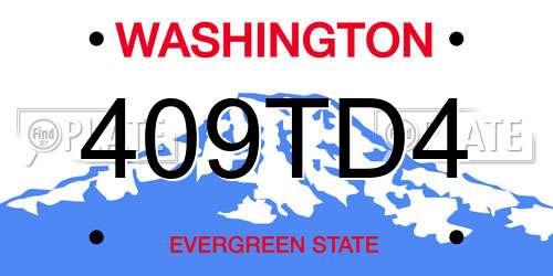 409TD4 Washington License Plate