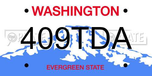 409TDA Washington License Plate