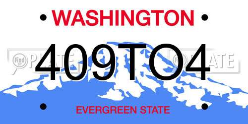 409TO4 Washington License Plate