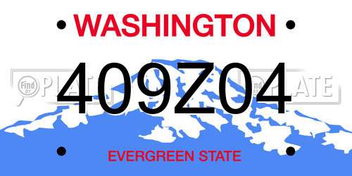 409Z04 Washington License Plate