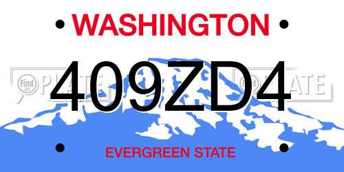 409ZD4 Washington License Plate