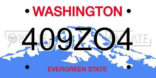 409ZO4 Washington License Plate