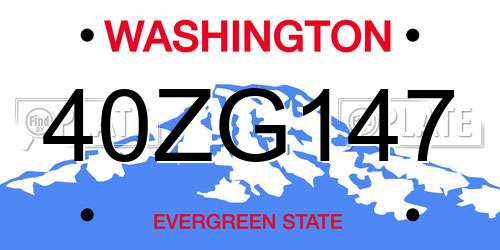 40ZG147 Washington License Plate