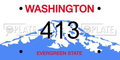 413 Washington License Plate
