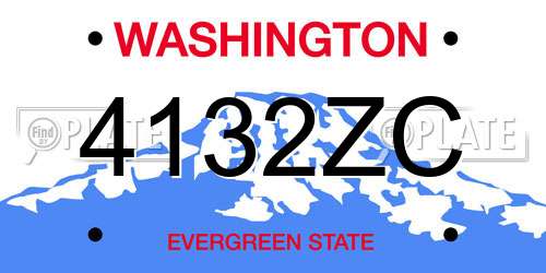 4132ZC Washington License Plate