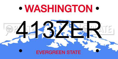 413ZER Washington License Plate