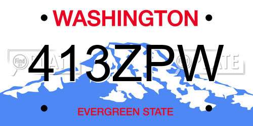 413ZPW Washington License Plate