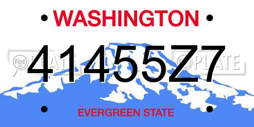 41455Z7 Washington License Plate