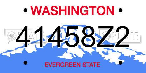 41458Z2 Washington License Plate