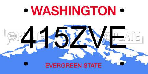 415ZVE Washington License Plate