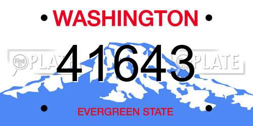 41643 Washington License Plate