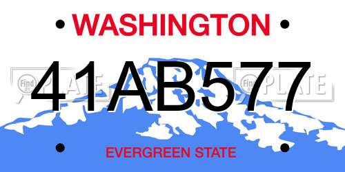 41AB577 Washington License Plate