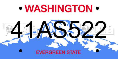 41AS522 Washington License Plate