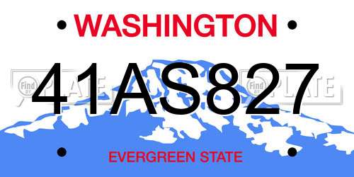 41AS827 Washington License Plate