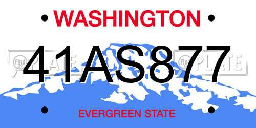 41AS877 Washington License Plate