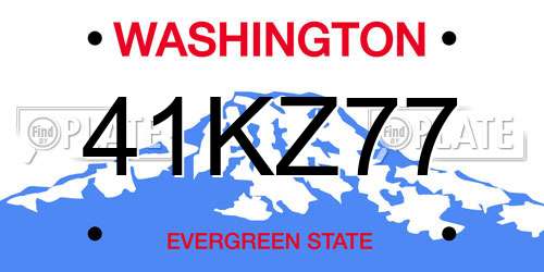 41KZ77 Washington License Plate