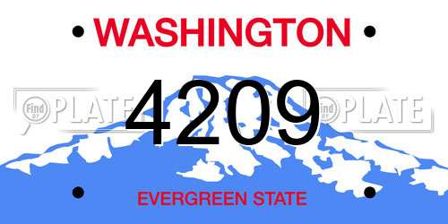 4209 Washington License Plate