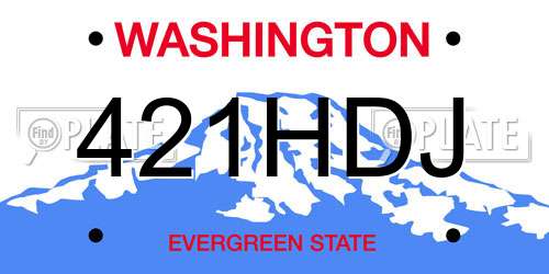 421HDJ Washington License Plate