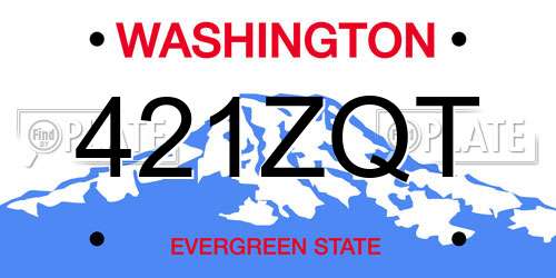 421ZQT Washington License Plate