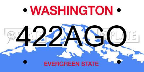422AGO Washington License Plate