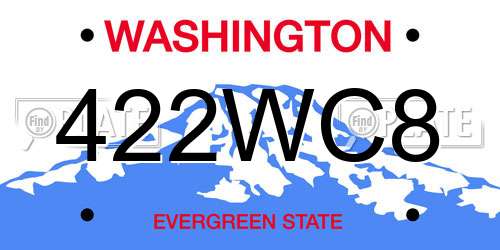 422WC8 Washington License Plate