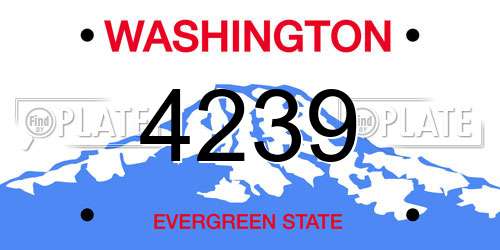 4239 Washington License Plate