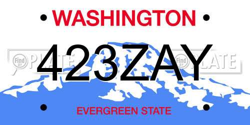 423ZAY Washington License Plate