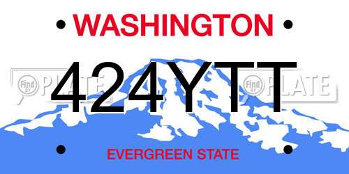 424YTT Washington License Plate