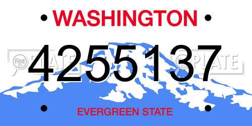 4255137 Washington License Plate