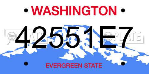 42551E7 Washington License Plate