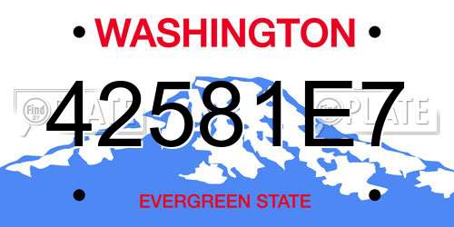 42581E7 Washington License Plate