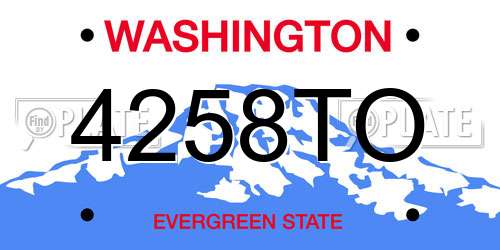4258TO Washington License Plate