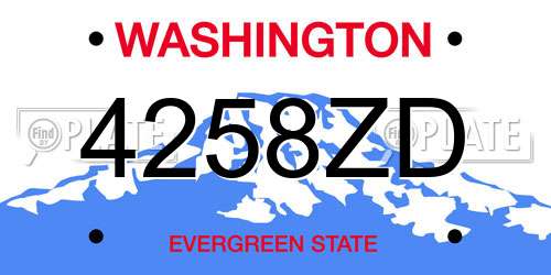 4258ZD Washington License Plate
