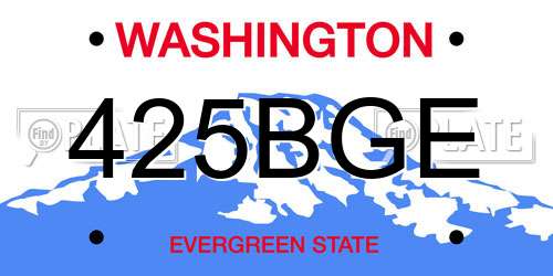 425BGE Washington License Plate