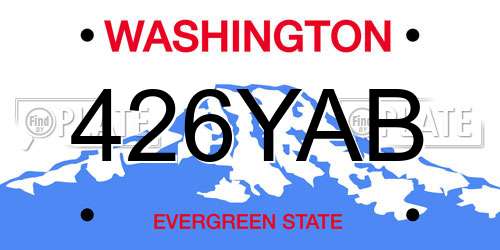 426YAB Washington License Plate