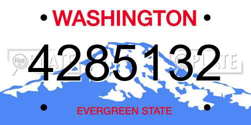 4285132 Washington License Plate