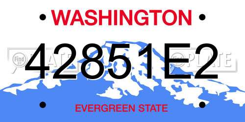 42851E2 Washington License Plate