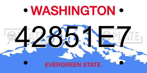 42851E7 Washington License Plate