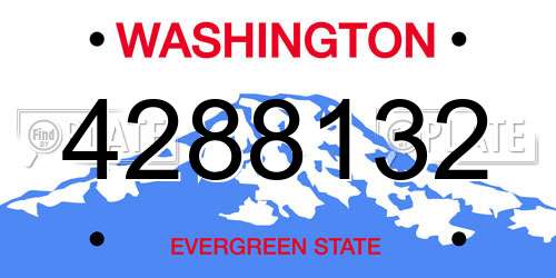 4288132 Washington License Plate