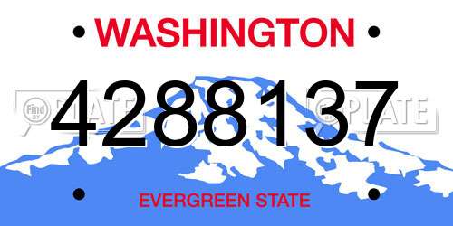 4288137 Washington License Plate