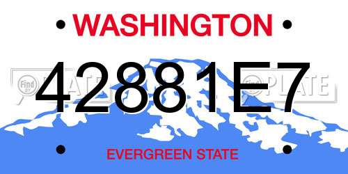 42881E7 Washington License Plate