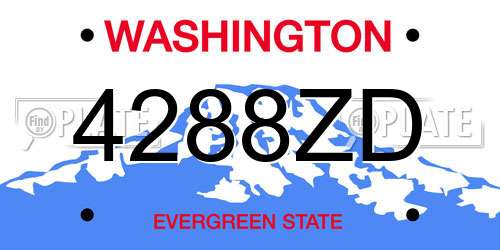 4288ZD Washington License Plate