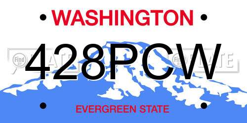 428PCW Washington License Plate